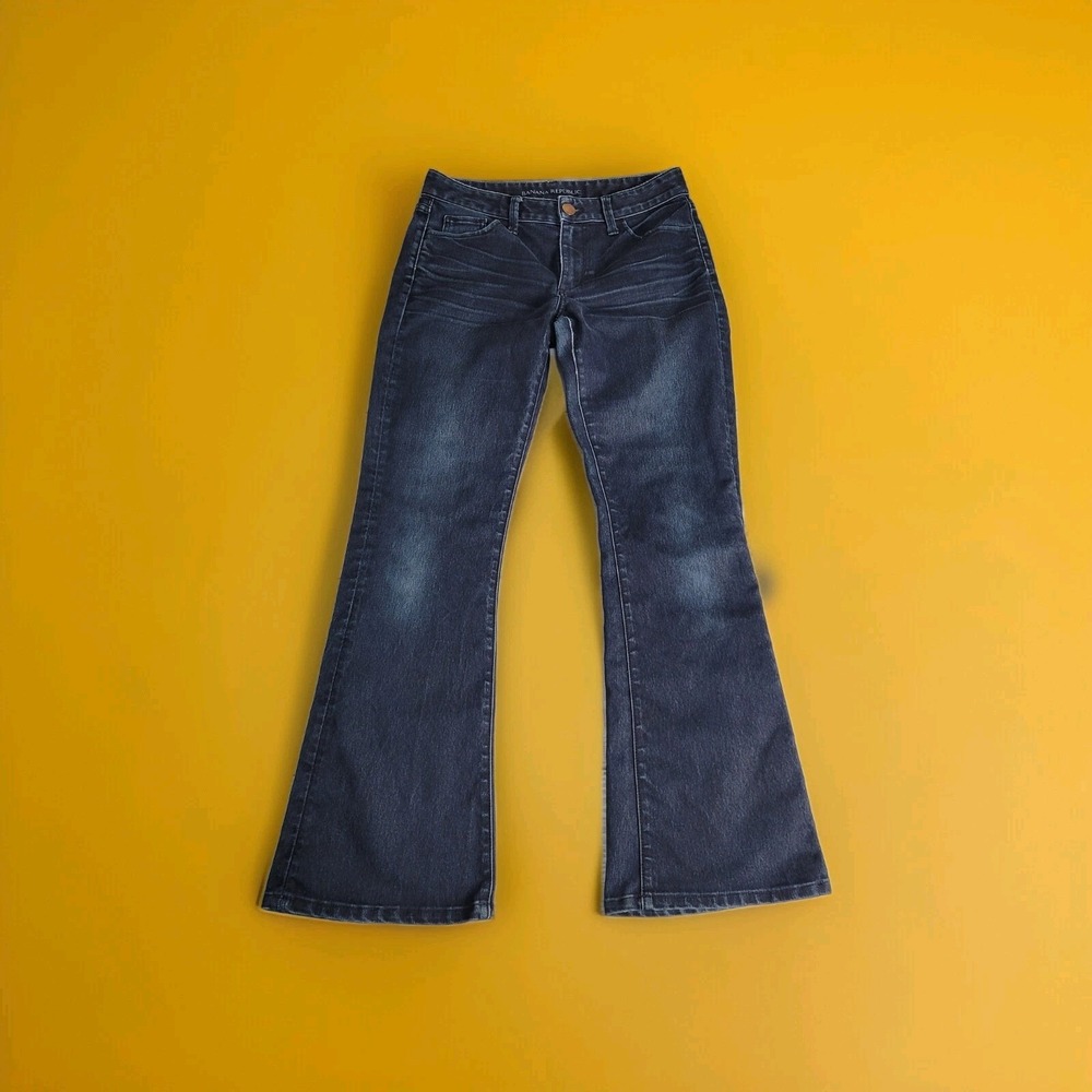 Banana Republic Jeans Womens 26 Blue Denim Flare Leg Stretch Dark Wash 30 x 30